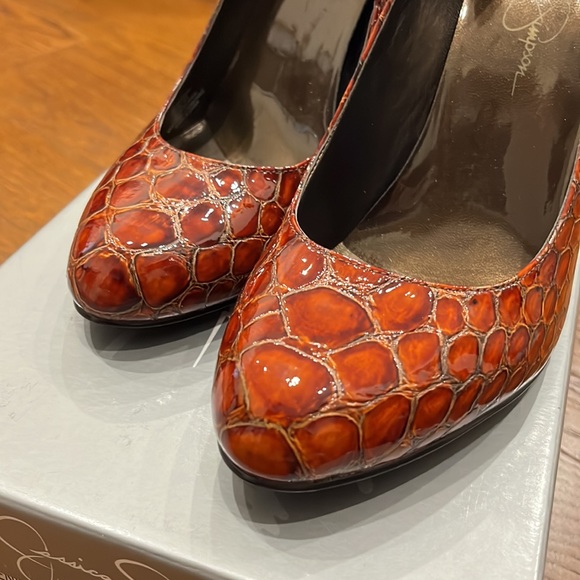 Jessica Simpson Brenda 2 dark brown abalones patent pumps - Picture 2 of 8